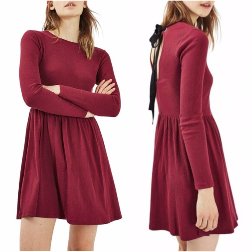 NWT topshop Burgundy fit and flare dress